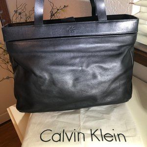 Calvin Klein Black Leather shoulder tote bag